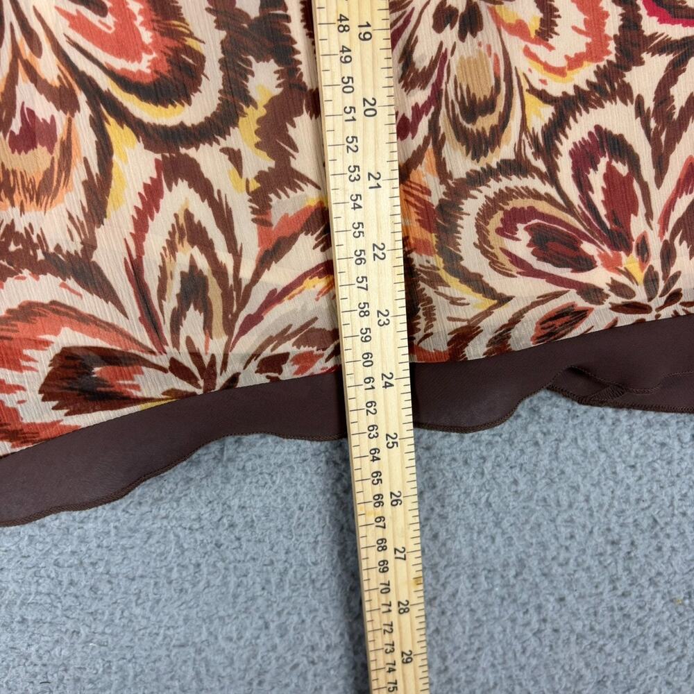 90s Sheer Skirt Sz 16 Boho Hippie Floral Flowy Midi Lined Slit Assymetrical - Picture 8 of 12